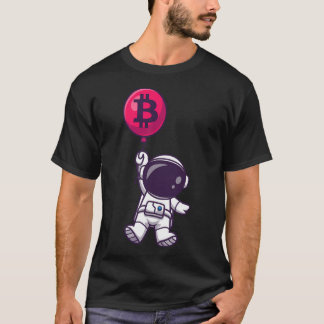 Camiseta Astronauta Bitmoeda Flutuando Em Um Balão