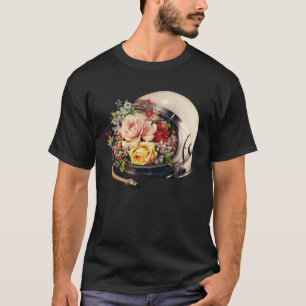 Camiseta Astronauta Bloqueio Astronauta Helmet Flor Exterio