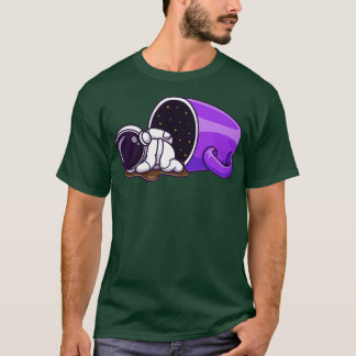 Camiseta Astronauta Bonita Dormindo Com Cartoon De Café