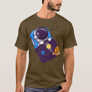 Camiseta Astronauta Bonita Dormindo com Cartoon em Aberto E