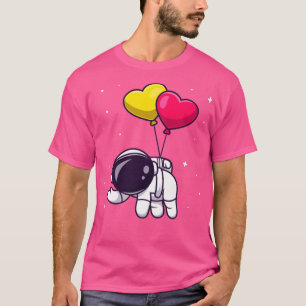 Camiseta Astronauta Bonita Flutuando Com Cartoon De Balão D