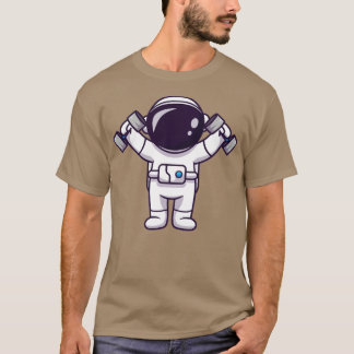 Camiseta Astronauta Bonita Levantando Barbell