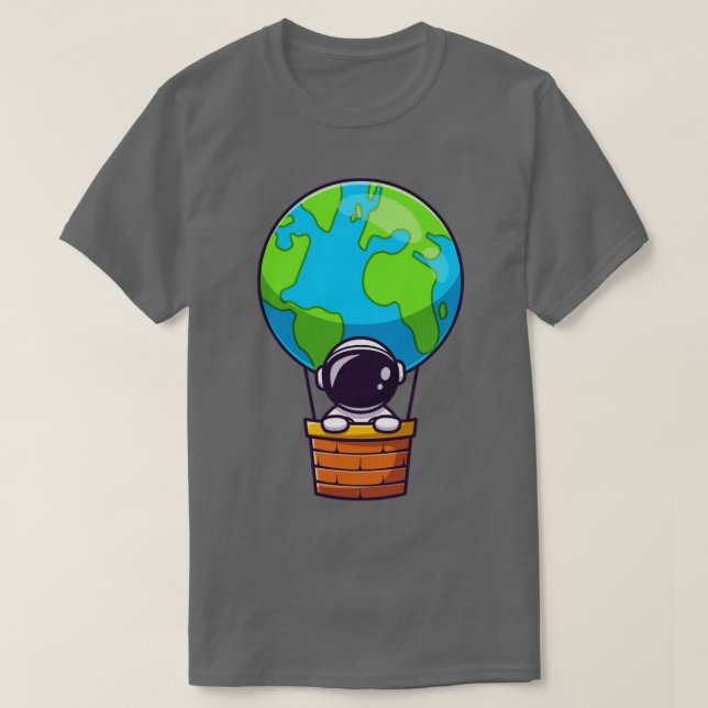 Camiseta Astronauta Bonita Na Terra Do Balão De Ar Quente (Frente do Design)