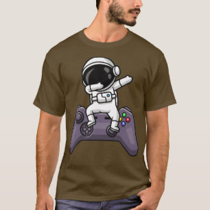 Camiseta Astronauta Bonito Batido Na Caricatura Do Controla