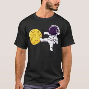 Camiseta Astronauta Bonito Bicking Na Caricatura Da Lua