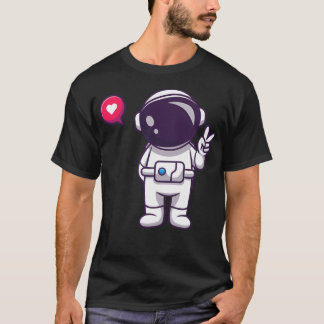 Camiseta Astronauta Bonito Com Paz Mão