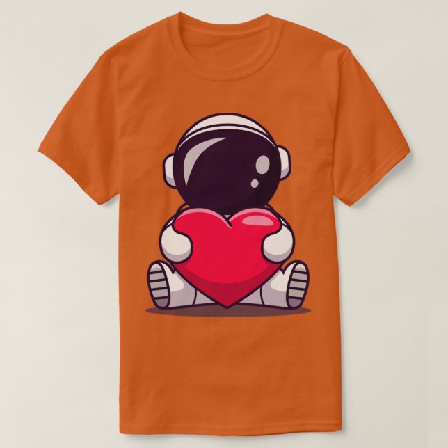 Camiseta Astronauta Bonito Fazendo Amor Cardíaco (Frente do Design)