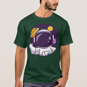 Camiseta Astronauta Bonito Que Acende Buraco De Mão Diz Hel