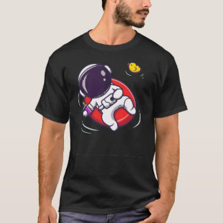 Camiseta Astronauta Bonito Relaxando Em Uma Piscina
