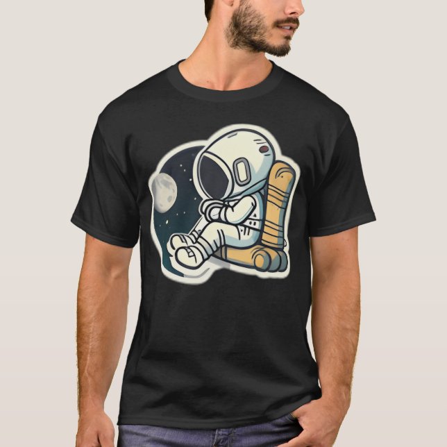 Camiseta Astronauta Bonito Sentado Na Lua (Frente)