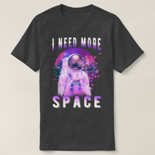 Camiseta Astronauta Borboleta Espacial da Lua Vaporwave (Frente do Design)