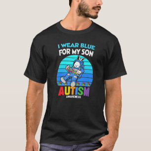 Camiseta Astronauta Bunny Autismo Eu Visto Azul Para O Meu
