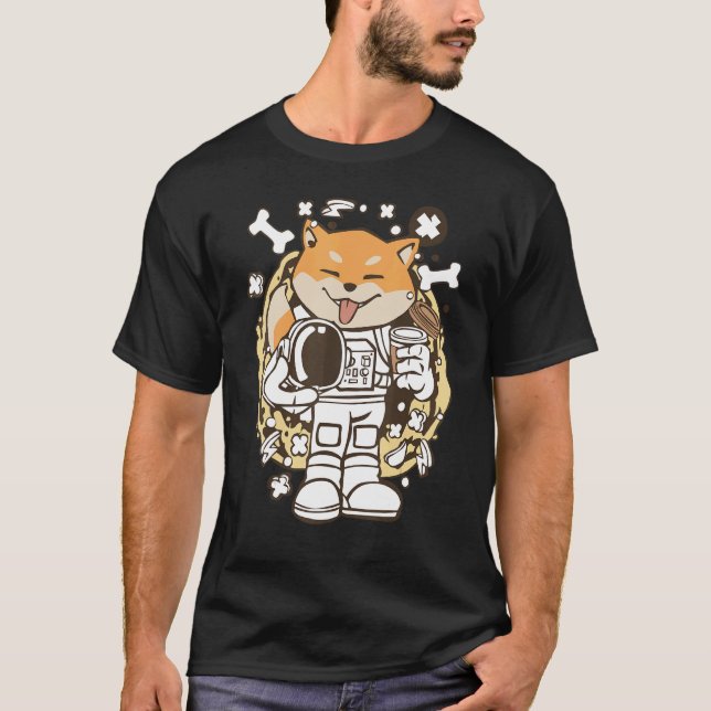 Camiseta Astronauta Canina Shiba Inu Para O Espaço Exterior (Frente)