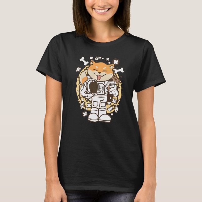 Camiseta Astronauta Canina Shiba Inu Para O Espaço Exterior (Frente)