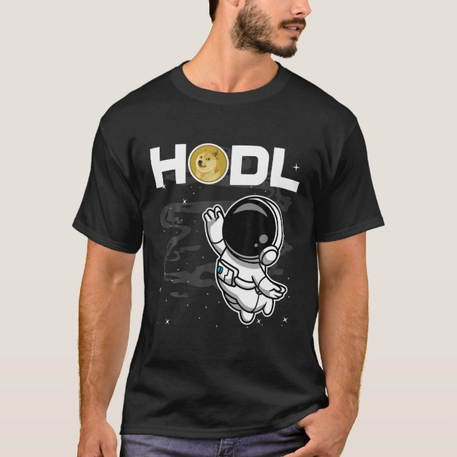 Camiseta Astronauta CÃO-Dogecoina-HDL Moedas Para A Cripage (Frente)