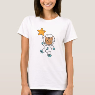 Camiseta Astronauta Cat Planet Moon Star Space