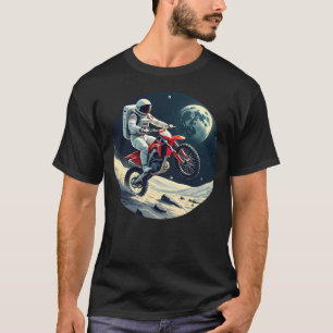 Camiseta Astronauta Cavalgando Motocross na Lua
