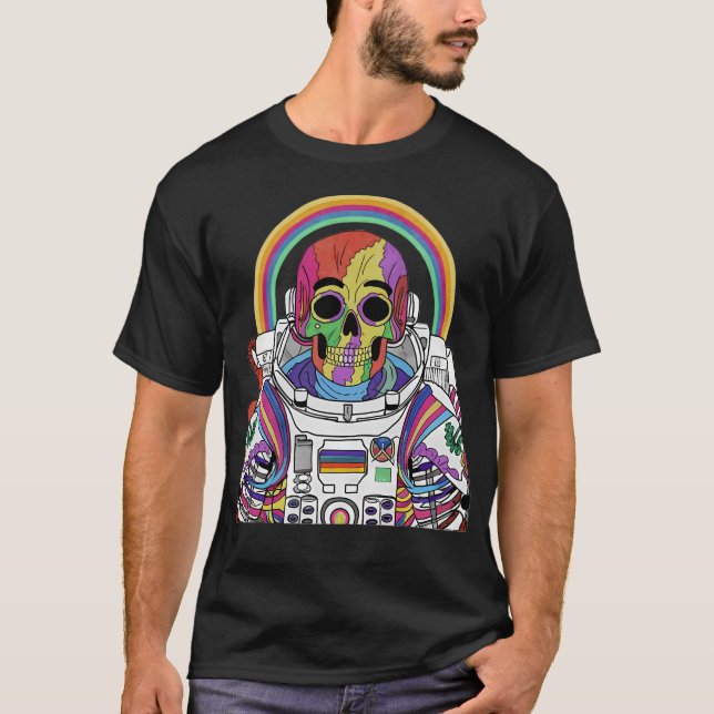Camiseta Astronauta Colorida do Esqueleto (Frente)