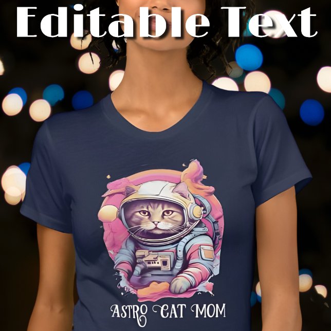 Camiseta Astronauta Colorido Cat Mãe (Criador carregado)