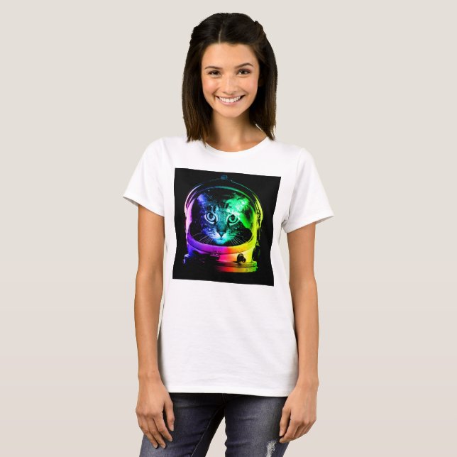 Camiseta Astronauta colorido de gatos (Frente Completa)