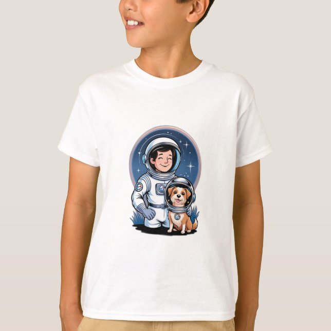 Camiseta Astronauta com animal de estimação (como um cão nu (Frente)