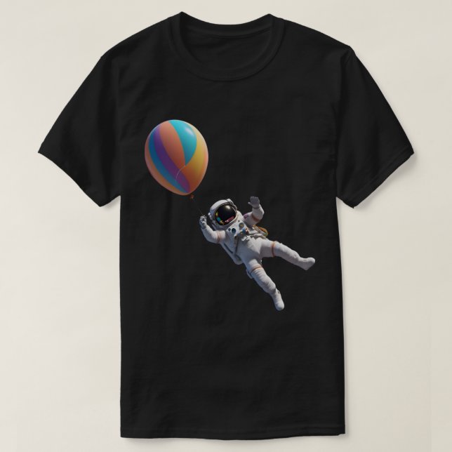 Camiseta Astronauta Com Arte De Balão Planeta. (Frente do Design)