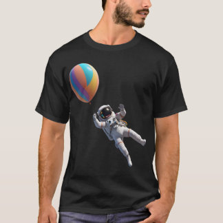 Camiseta Astronauta Com Arte De Balão Planeta.