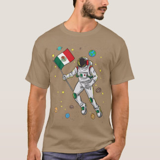 Camiseta Astronauta Com Bandeira Média No Espaço