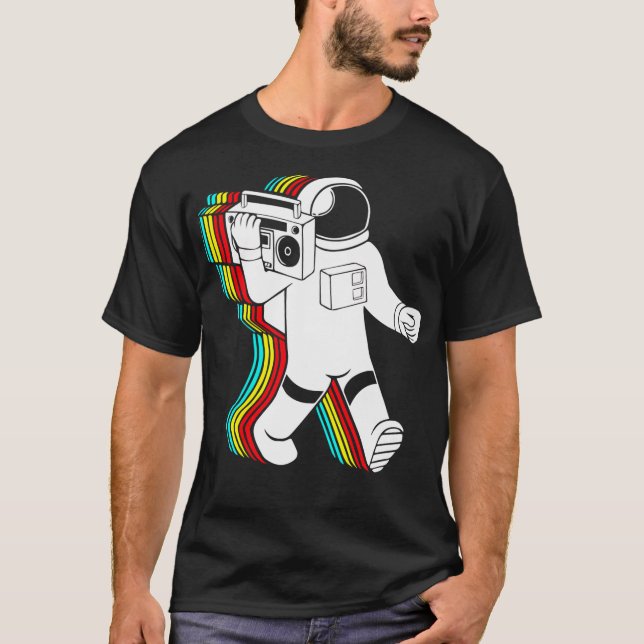 Camiseta Astronauta com Boombox Clássico (Frente)