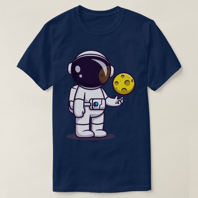 Camiseta Astronauta com Cartoon da Bola da Lua (Frente do Design)