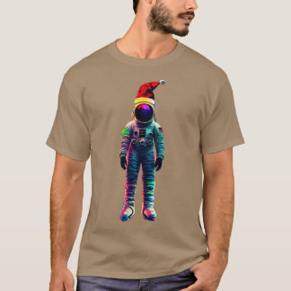 Camiseta Astronauta Com Chapéu De Natal
