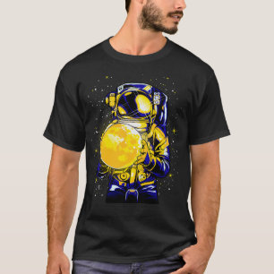 Camiseta Astronauta Com Espaço Do Planeta Da Lua Brilhante