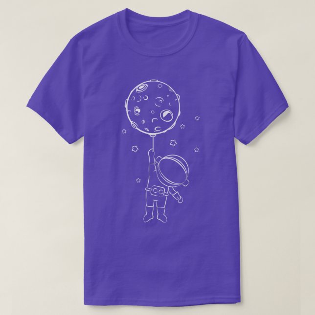 Camiseta Astronauta com Lua-Balão Crianças Astronautas Cuta (Frente do Design)