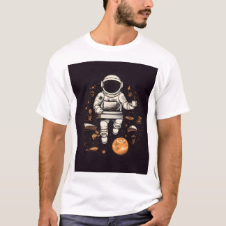 Camiseta Astronauta com uma xícara de café impressa em T-sh