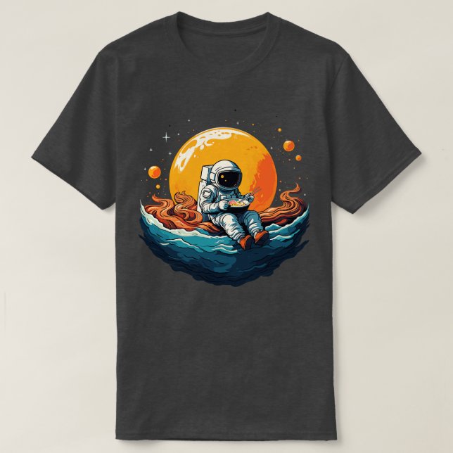 Camiseta Astronauta Come Espaço Dos Marinheiros Oferece Esp (Frente do Design)
