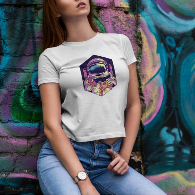 Camiseta Astronauta Comendo Rosquinha E Pizza (Criador carregado)
