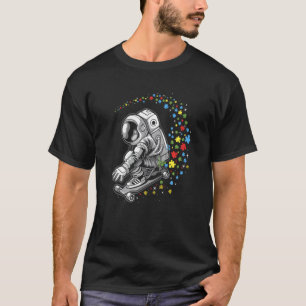 Camiseta Astronauta Conscientização do Autismo Skateboard  