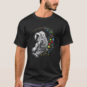 Camiseta Astronauta Conscientização do Autismo Skateboard  