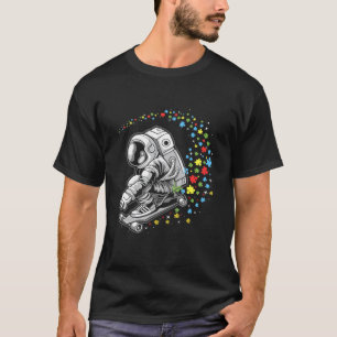Camiseta Astronauta Conscientização do Autismo Skateboard S