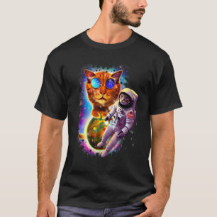 Camiseta Astronauta Cosmic Cat Space Galaxy Rainbow Galacti
