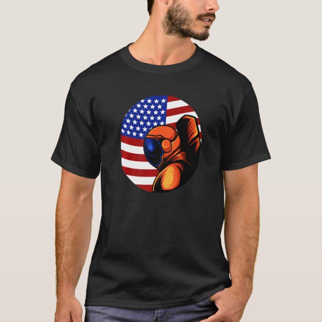 Camiseta Astronauta Cosmonaut EUA Flag Space Roc (Frente)