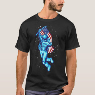 Camiseta Astronauta Cosmonaut Space EUA Flag Rocket Shi