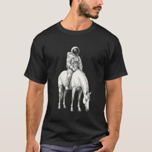 Camiseta Astronauta Cowboy Montando Cavalo Espaço Arte Surr