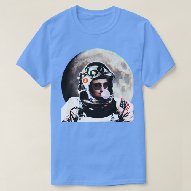 Camiseta Astronauta Crypto Moona Lisa reluz estética (Frente do Design)
