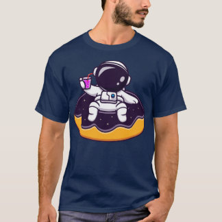 Camiseta Astronauta Cuta Flutuando Em Carro Balão De Rosqui