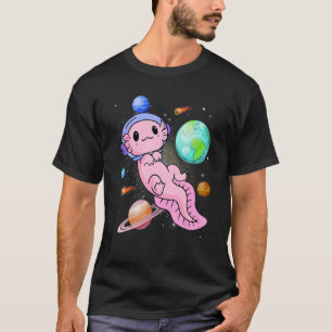 Camiseta Astronauta Cute Axolotl No Planeta Da Galáxia Espa