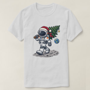 Camiseta Astronauta da Árvore de Natal na Lua