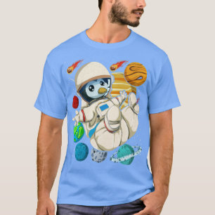 Camiseta Astronauta da Ciência Espacial Pinguin Animal Cute