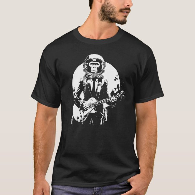 Camiseta astronauta da rocha do macaco  (Frente)