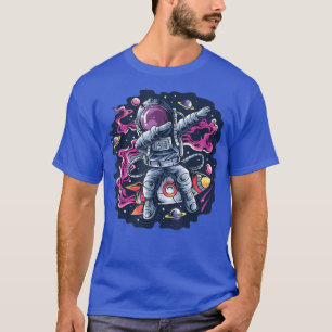 Camiseta Astronauta Dabbing Dance Space Rocket com Estrelas